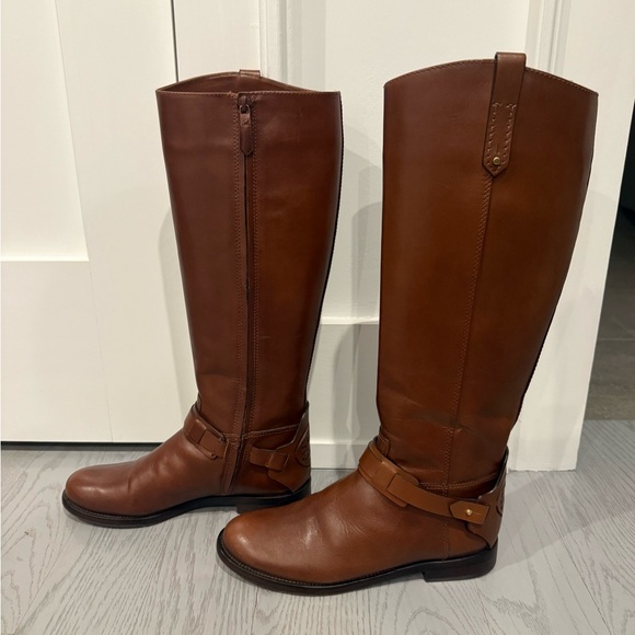 Tory Burch Derby Boots Gorgeous Brown Leather Knee-High Boots Women's Size 8 - Picture 2 of 7